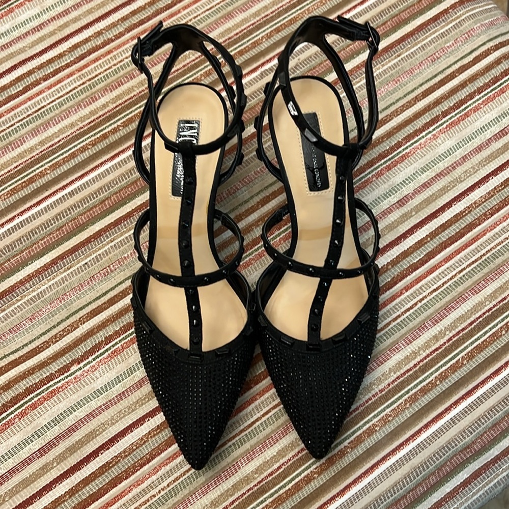 INC Carma2Blk 2-1/2” Rhinestone Heels